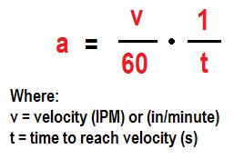 What is the equation for acceleration?